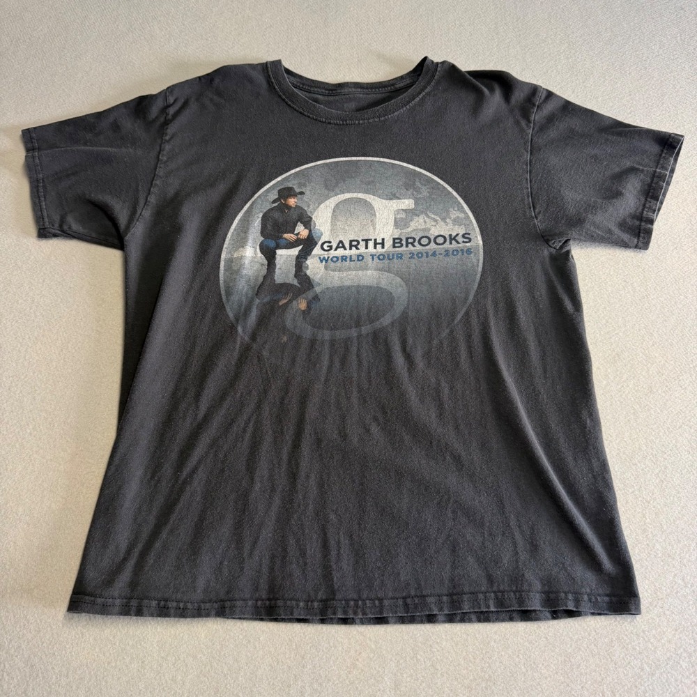 Garth Brooks World Tour 2014-2016 Mens Black Graphic Concert T-Shirt Large
